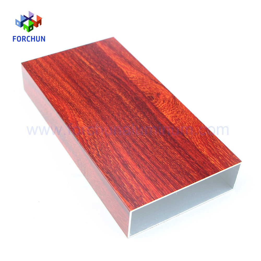 Aluminum square tube for balcony profile wood color forchun aluminum