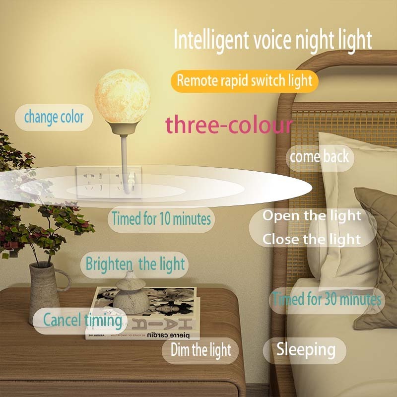 Intelligent Voice USB Moon Light for Bedroom Small Night Light Mobile Desktop Lighting Living Room Children's Room Breastfeeding