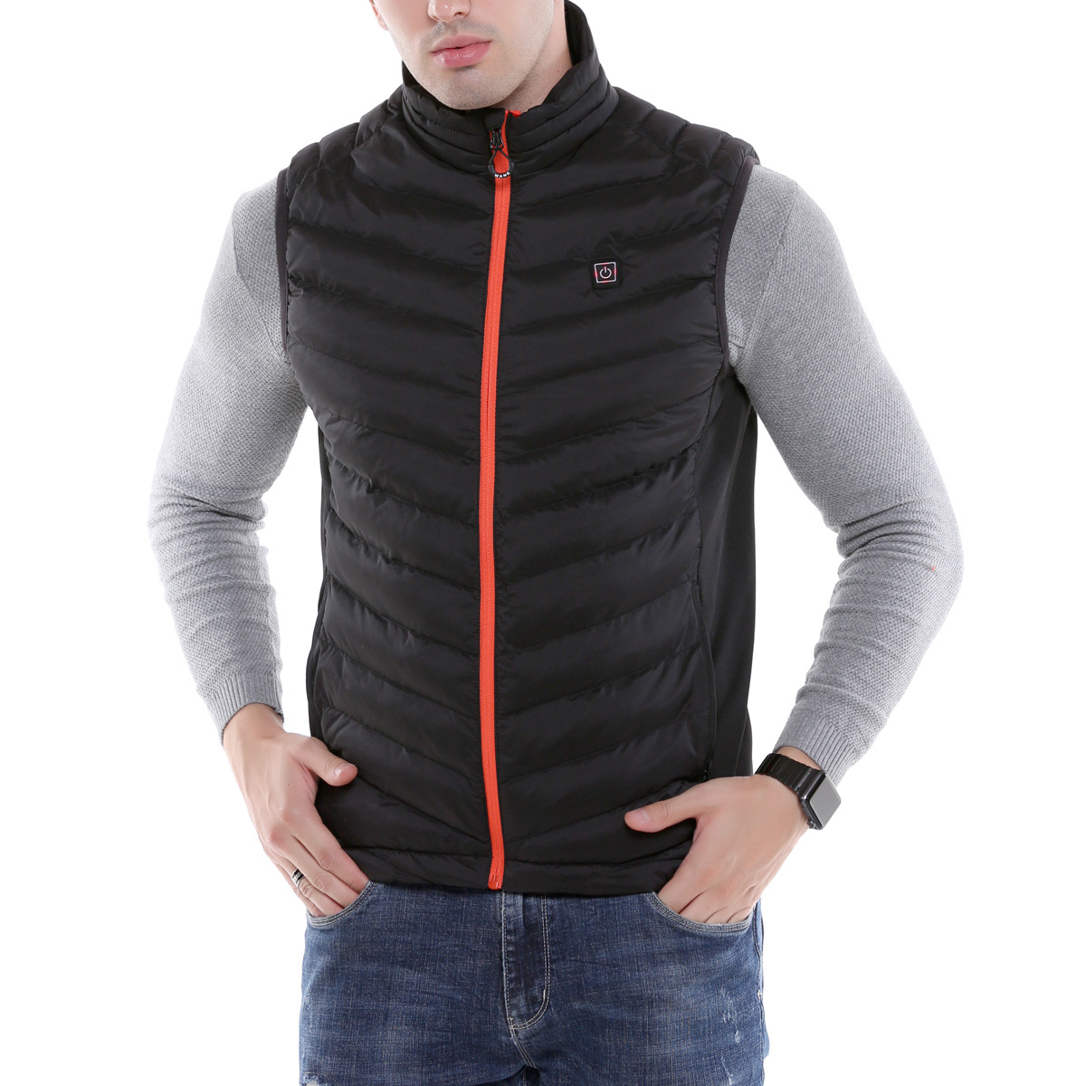 Sidiou Group Men Heating Gilet Adjustable Temperature Down Vest Jacket Plus Size USB Heated Rechargeable Electric Heating Vest