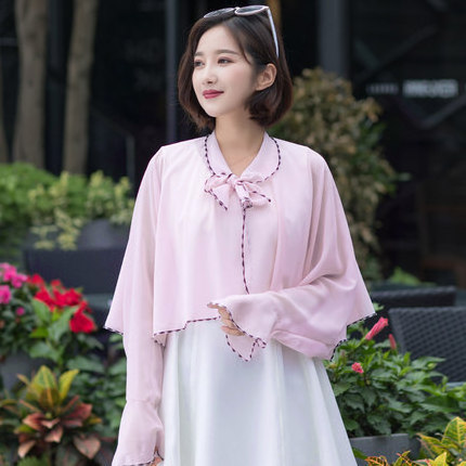 Sidiou Group Summer Chiffon Scarf Shawl For Women Ruffles Poncho With Sleeve Solid Color Beach Driving Sun Protective Shawl