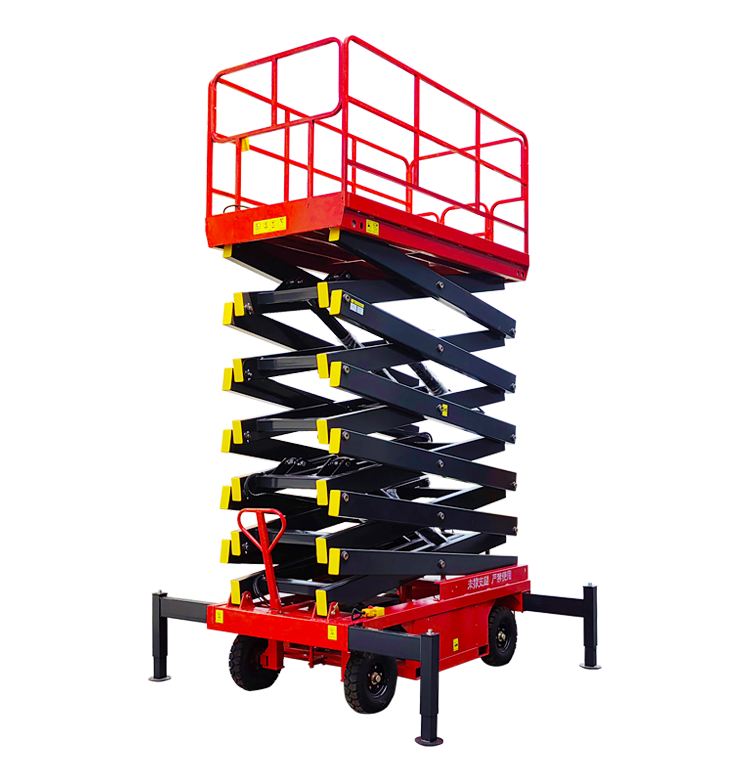 1000Kg 6M 8M 10M 14M 18M Mobile Hydraulic Scissor Lift Small Mobile One Man Scissor Lift Electric Scaffolding