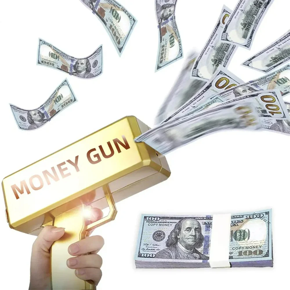 Popular Toys Gold Money Gun Party Props Money Spray Gun Cash Shooter Custom Logo