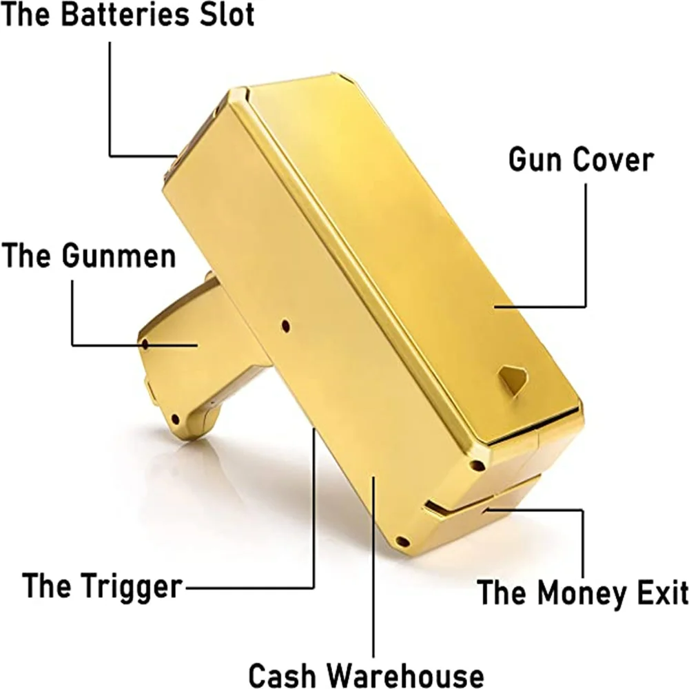 Popular Toys Gold Money Gun Party Props Money Spray Gun Cash Shooter Custom Logo