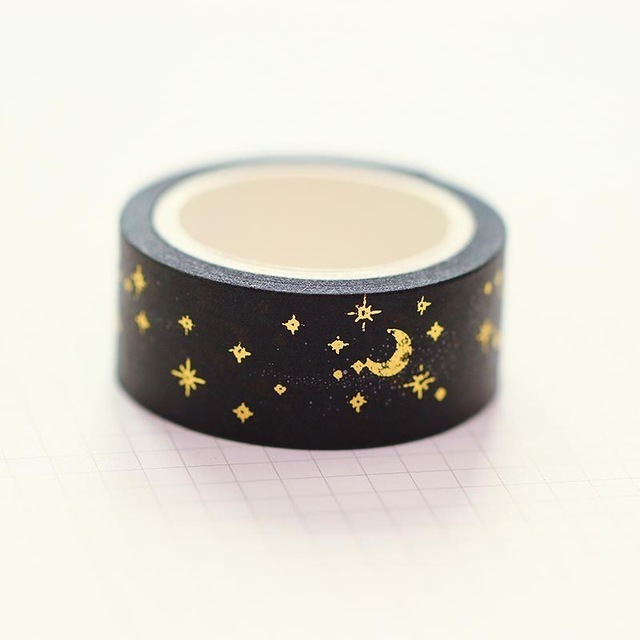 Manufacturers Wholesale Gold Foil Silver Foil Masking Washi Tape Moon Stars Houses Branches Design Pattern Tape