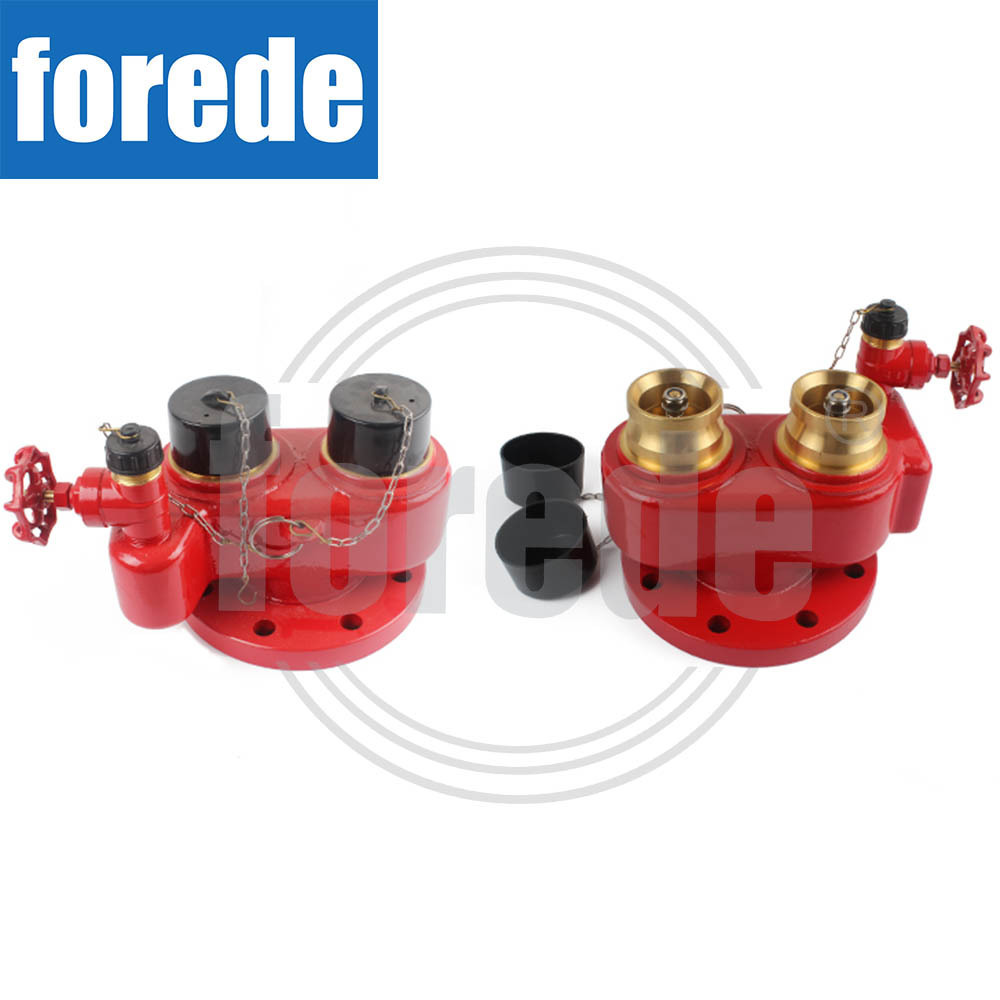 FOREDE  2 Way Inlet Breeching Valve Cast Iron For Fire Fighting Fireman