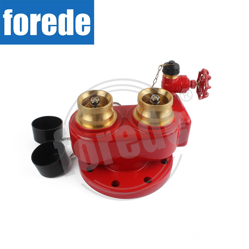 FOREDE  2 Way Inlet Breeching Valve Cast Iron For Fire Fighting Fireman