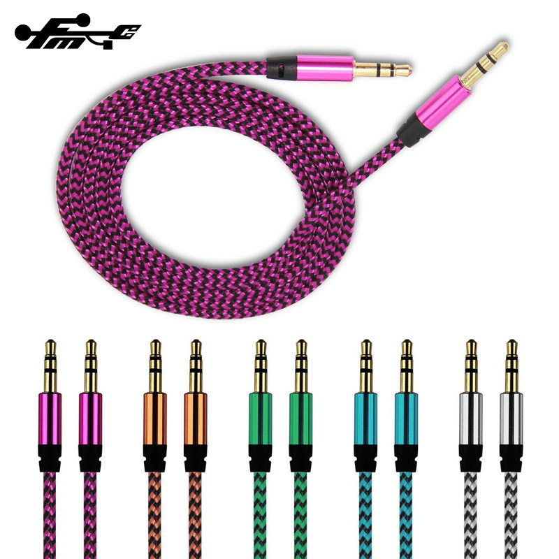 Audio Cable Aux Cable Cheap Wholesale 3.5mm Gold PVC Stereo Telephone Polybag Stock Nickel Plated Amplifier Telephone 1m Aux-07