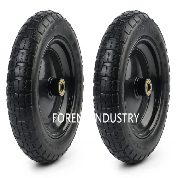 Wheel Assemblies for Hand Trucks Garden Cart 13'' Flat Free Tires Rubber Replacement PU Solid Tire