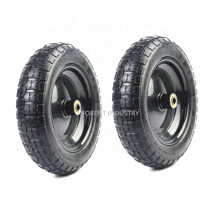 Wheel Assemblies for Hand Trucks Garden Cart 13'' Flat Free Tires Rubber Replacement PU Solid Tire