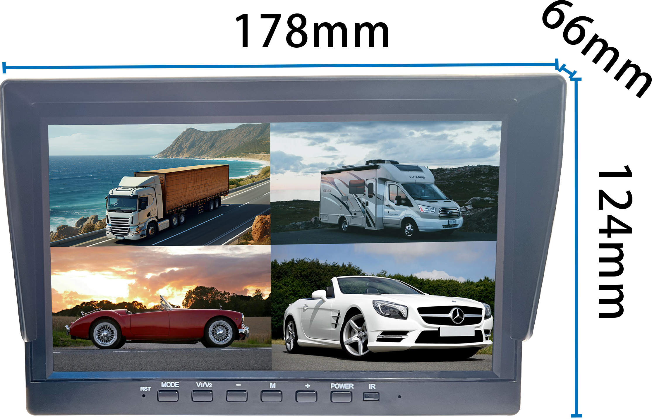 7 inch IPS split screen and 720P night vision waterproof wide angle inside camera system of buses for travel school buses