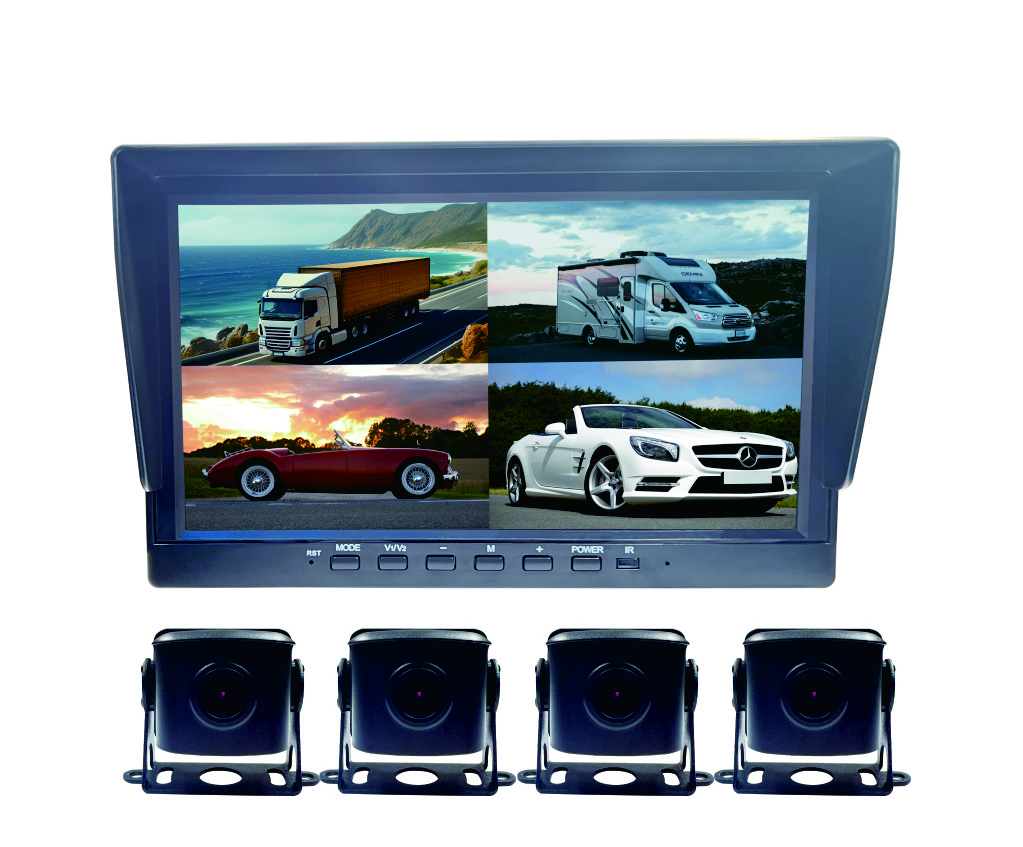 10 inch HD monitor quad view motion detect alarm car truck bus cars reversing image display dash camera system