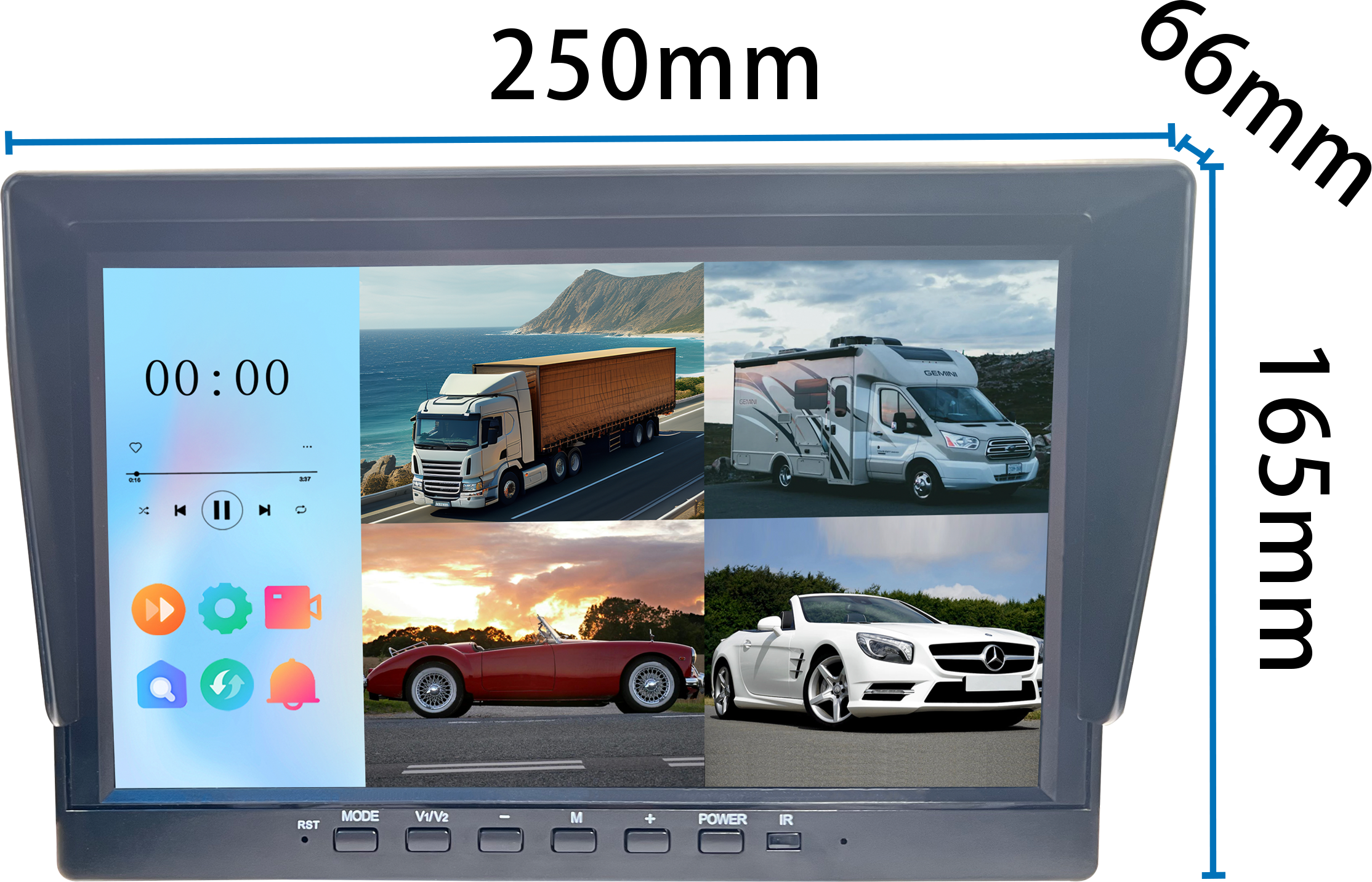 10 inch HD monitor quad view motion detect alarm car truck bus cars reversing image display dash camera system