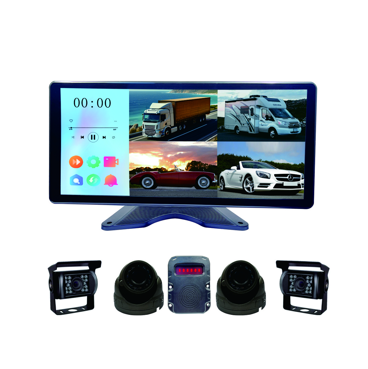 10.36 inch HD monitor quad view motion detect alarm car truck bus cars reversing image display dash camera system