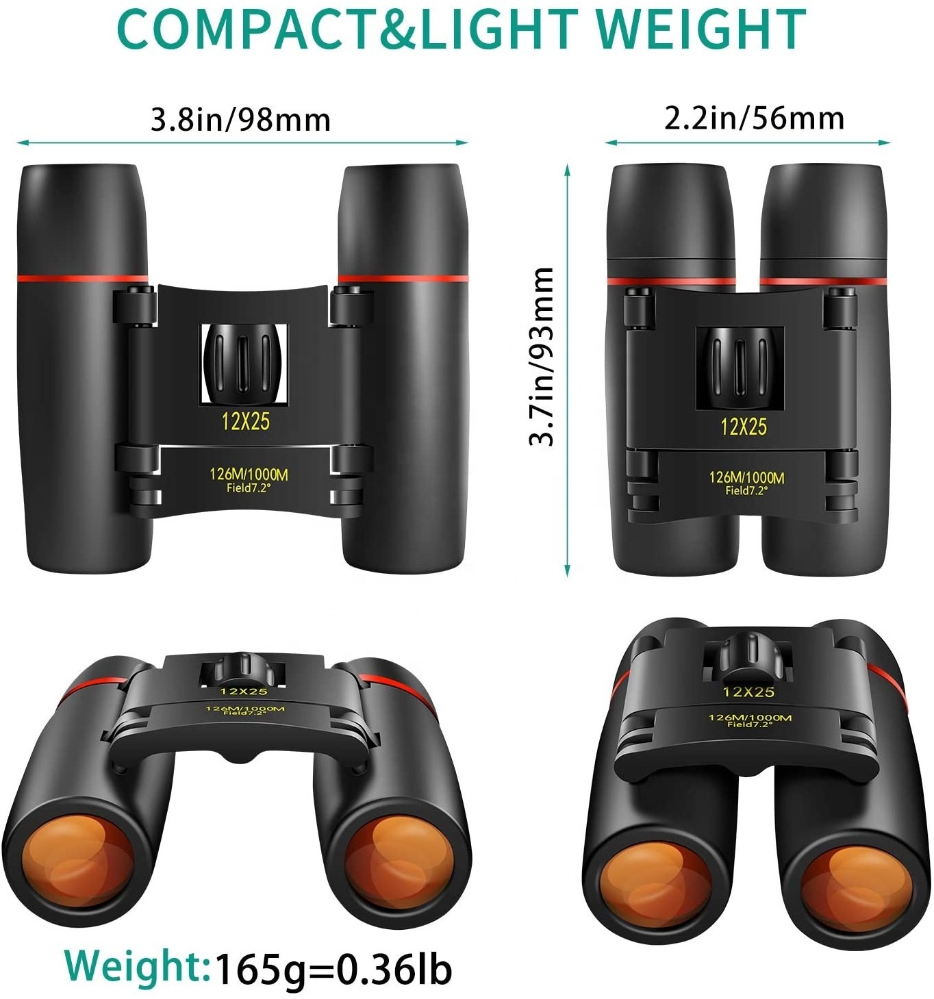 Top Selling 12x25 Pocket  Telescope Promotion Binoculars  Foreseen Binoculars