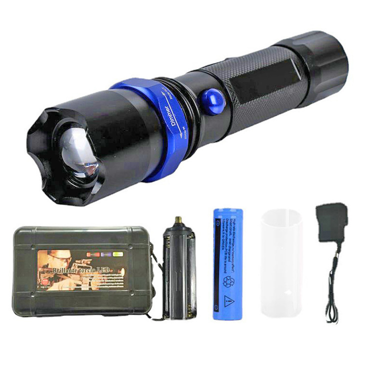 Factory high quality 200 Lumens Led Torch Hunting Laser Pointer Led Zoom Flashlight Rechargeable Zoom Flashlight