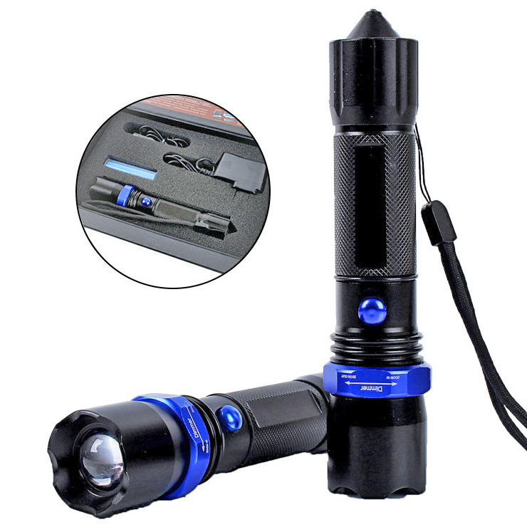 Factory high quality 200 Lumens Led Torch Hunting Laser Pointer Led Zoom Flashlight Rechargeable Zoom Flashlight