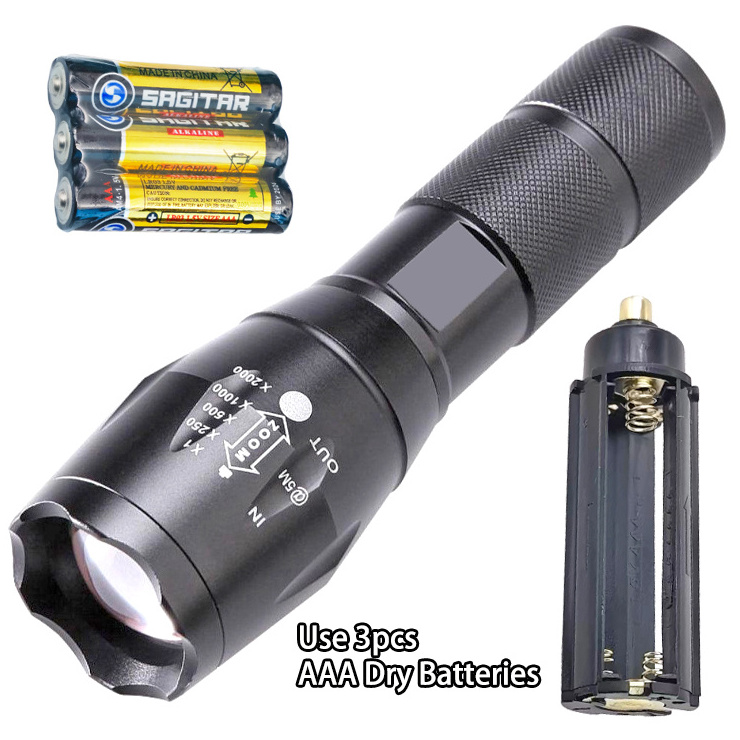 Manufacturer Triple Color LED Tactical Flashlight 3pcs AAA Dry Battery operated High Quality RGB Flashlight