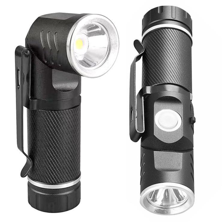 Manufacturer 90 Degree Pivoting Flashlight High Power Rechargeable Aluminum Alloy LED Flashlight 600Lm IP55 for Camping