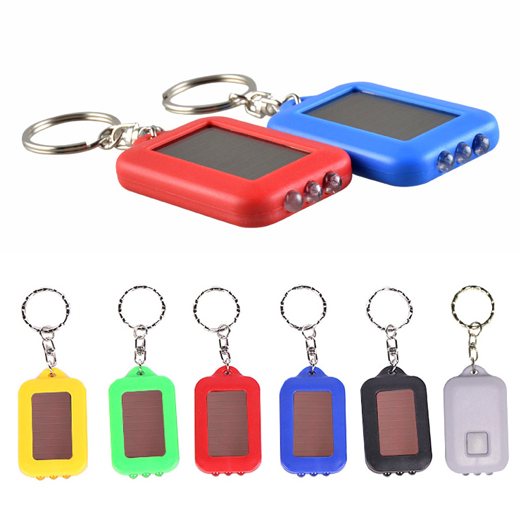 Factory High Quality Hot selling Solar Power Rechargeable Convenient Pocket 3 Led Flashlight Keychain Solar Light