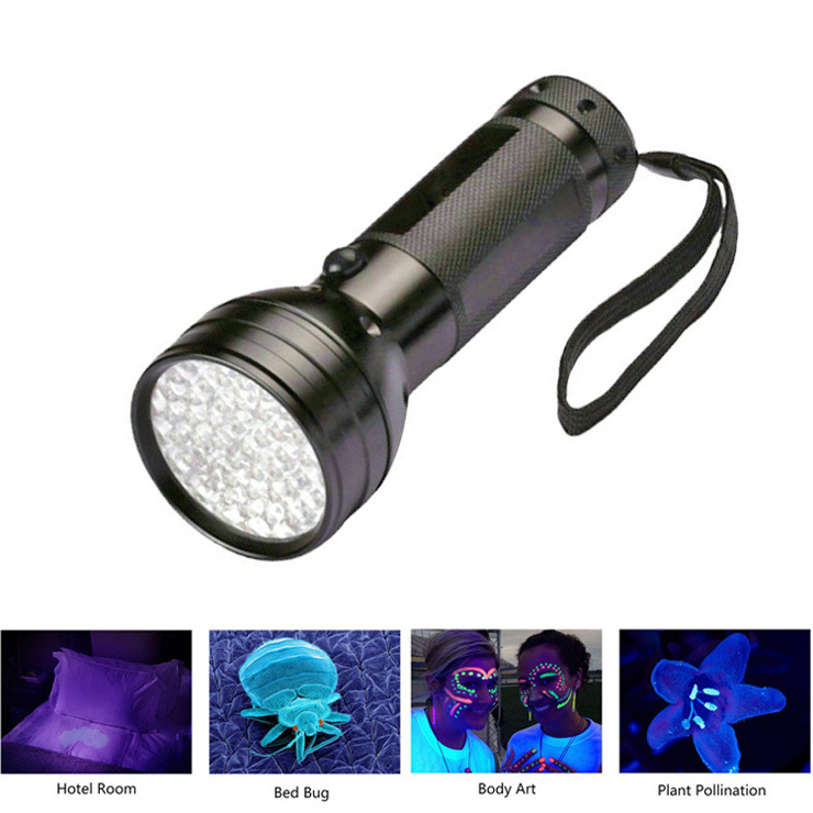 Factory 51LED Torch UV Fluorescent Agent Detection for Whitening Agent Check Pet Urine Detector Purple Flashlight