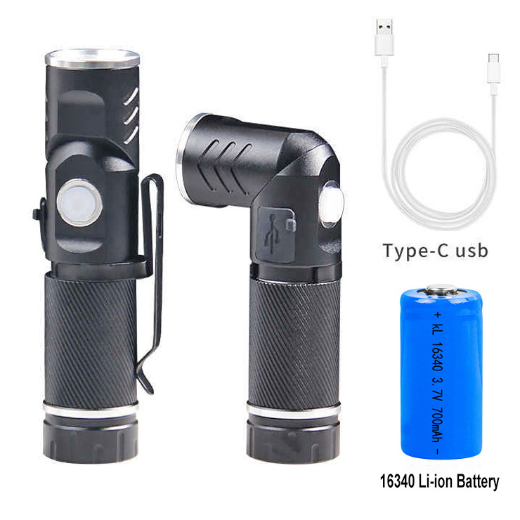 Manufacturer 90 Degree Pivoting Flashlight High Power Rechargeable Aluminum Alloy LED Flashlight 600Lm IP55 for Camping