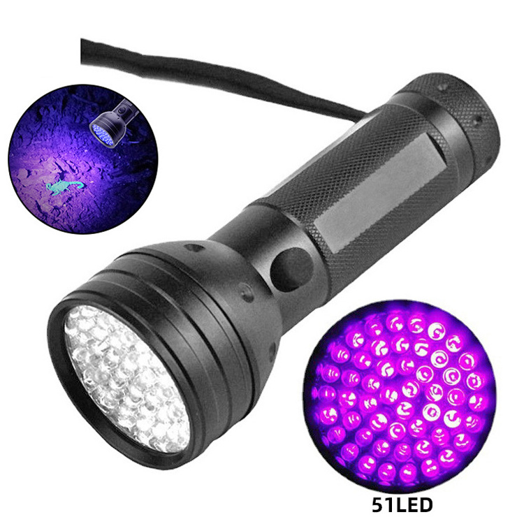 Factory 51LED Torch UV Fluorescent Agent Detection for Whitening Agent Check Pet Urine Detector Purple Flashlight