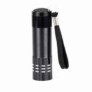 Manufacturer high power LED Flashlight 9pcs high brightness LED Aluminium alloy Flashlight AAA Dry Battery operated