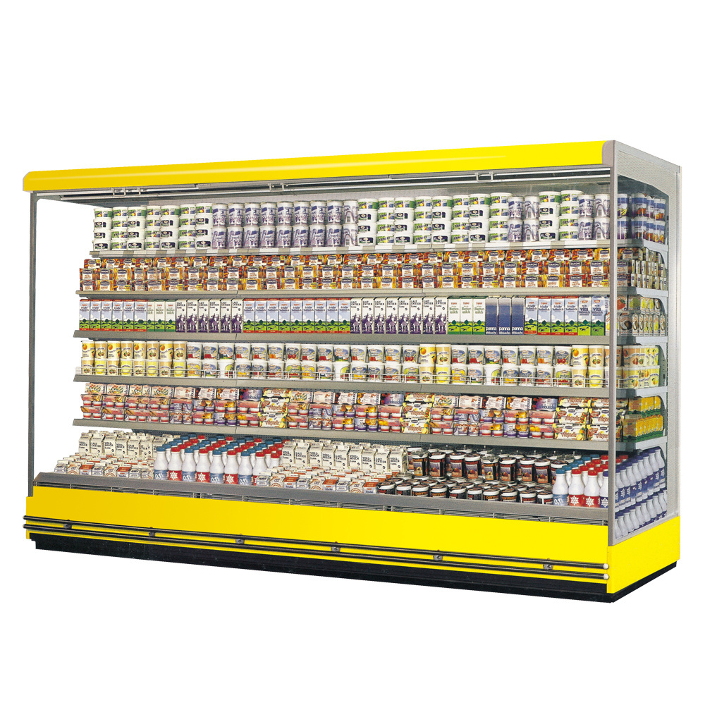 Commercial Fruit And Vegetable Refrigerator Display Showcase Fridge Refrigeration Freezer Air Curtain Cabinet For Supermarket