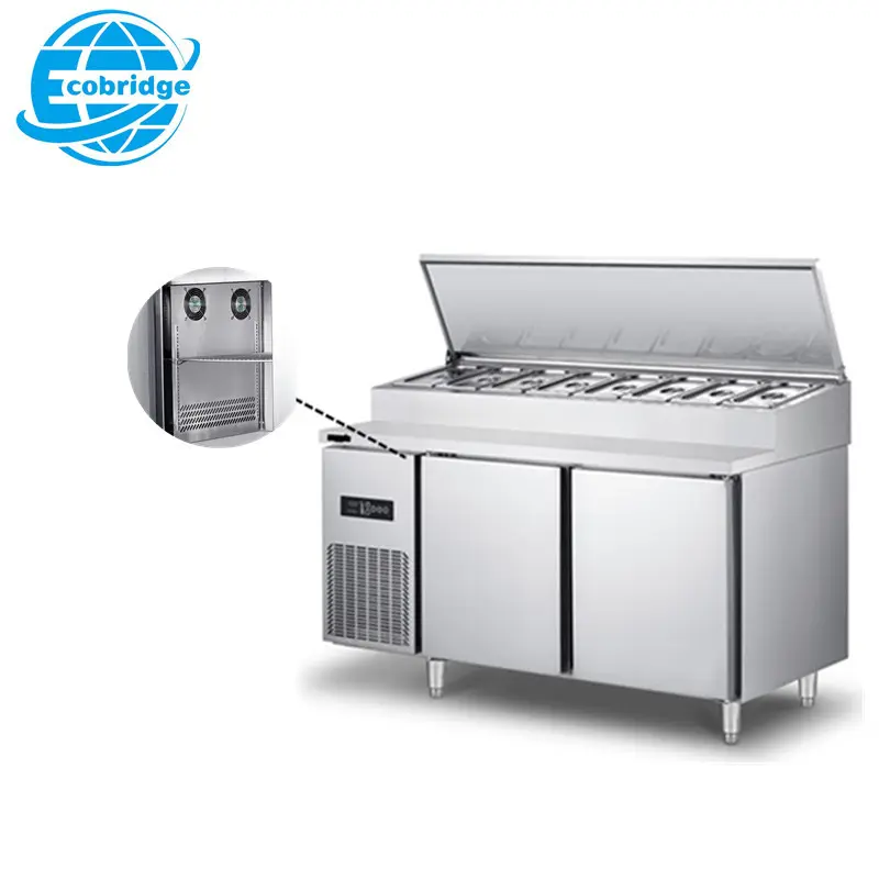 Fan Air Cooling Table Refrigeration Prep Undercounter Chiller Supermarket Fridge 370L Salad Prep Table