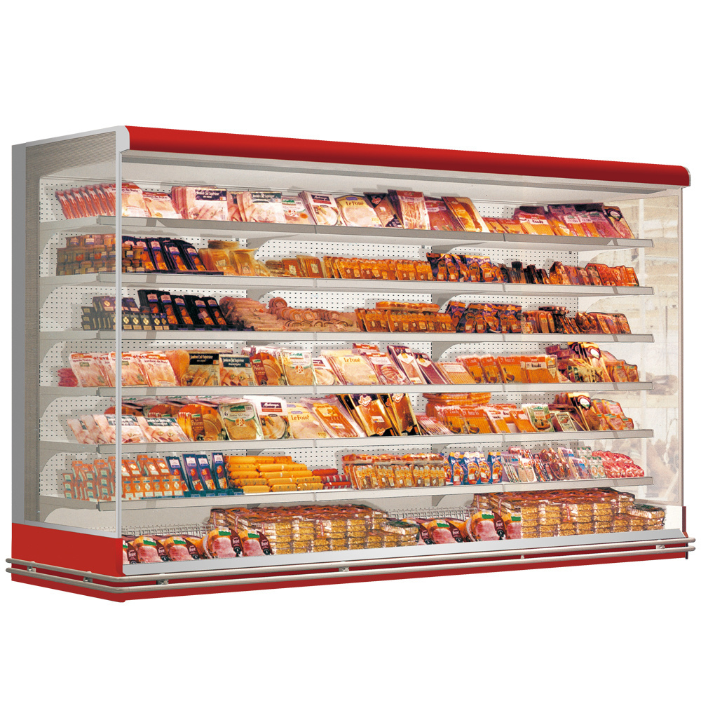 Commercial Fruit And Vegetable Refrigerator Display Showcase Fridge Refrigeration Freezer Air Curtain Cabinet For Supermarket