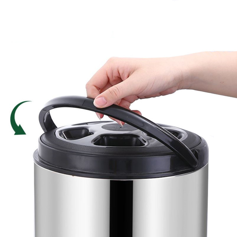 Stainless Steel Commercial Water & Hot Drink Dispenser Insulated Coffee Urn 8L Thermos Keep Warm Barrel Milk Tea Bucket with Tap