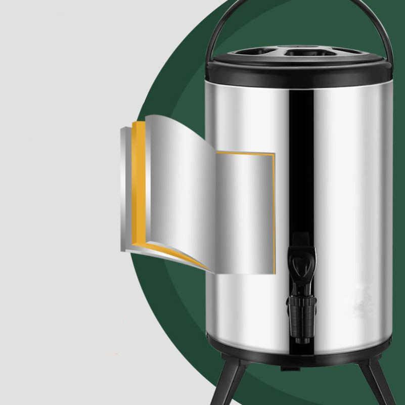 Stainless Steel Commercial Water & Hot Drink Dispenser Insulated Coffee Urn 8L Thermos Keep Warm Barrel Milk Tea Bucket with Tap