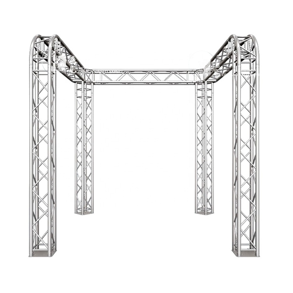 Aluminum square truss for gate box speaker lift truss system design