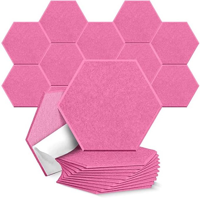 New Self-adhesive Hexagon Polyester Fiber Sound-Absorbing Panel Hexagon Pet Felt Sound proof Wall Panels Acoustic Panels