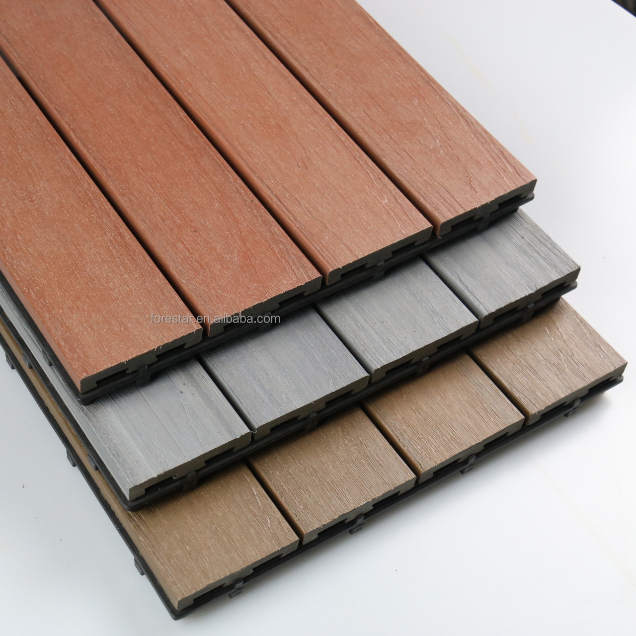 quick snap easy click composite floor tiles outdoor deck tile garden decking tiles Wood Plastic Composite Wood 3D Grain