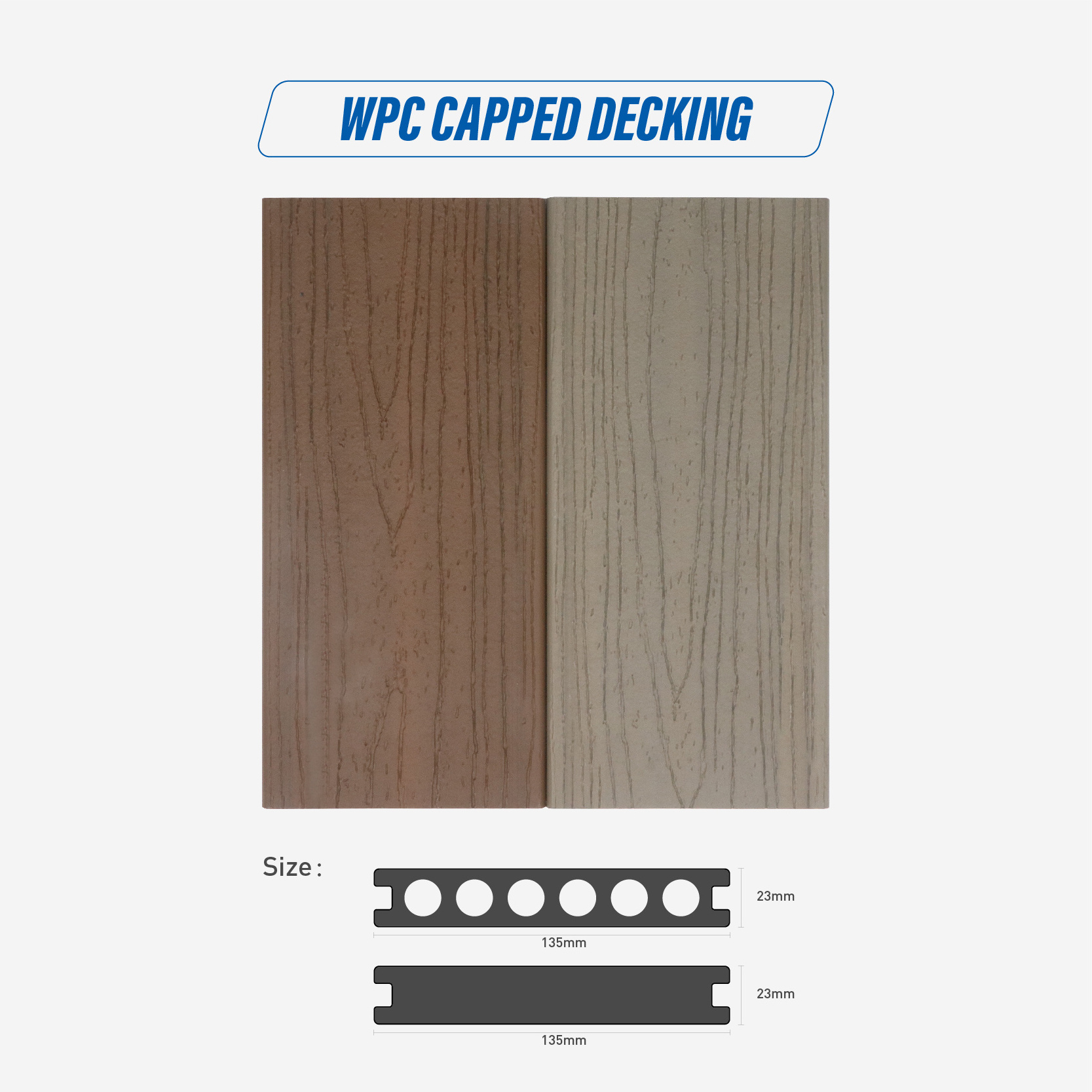 maintenance-free wood plastic composite solid deck flooring for exterior decoration wpc composite decking