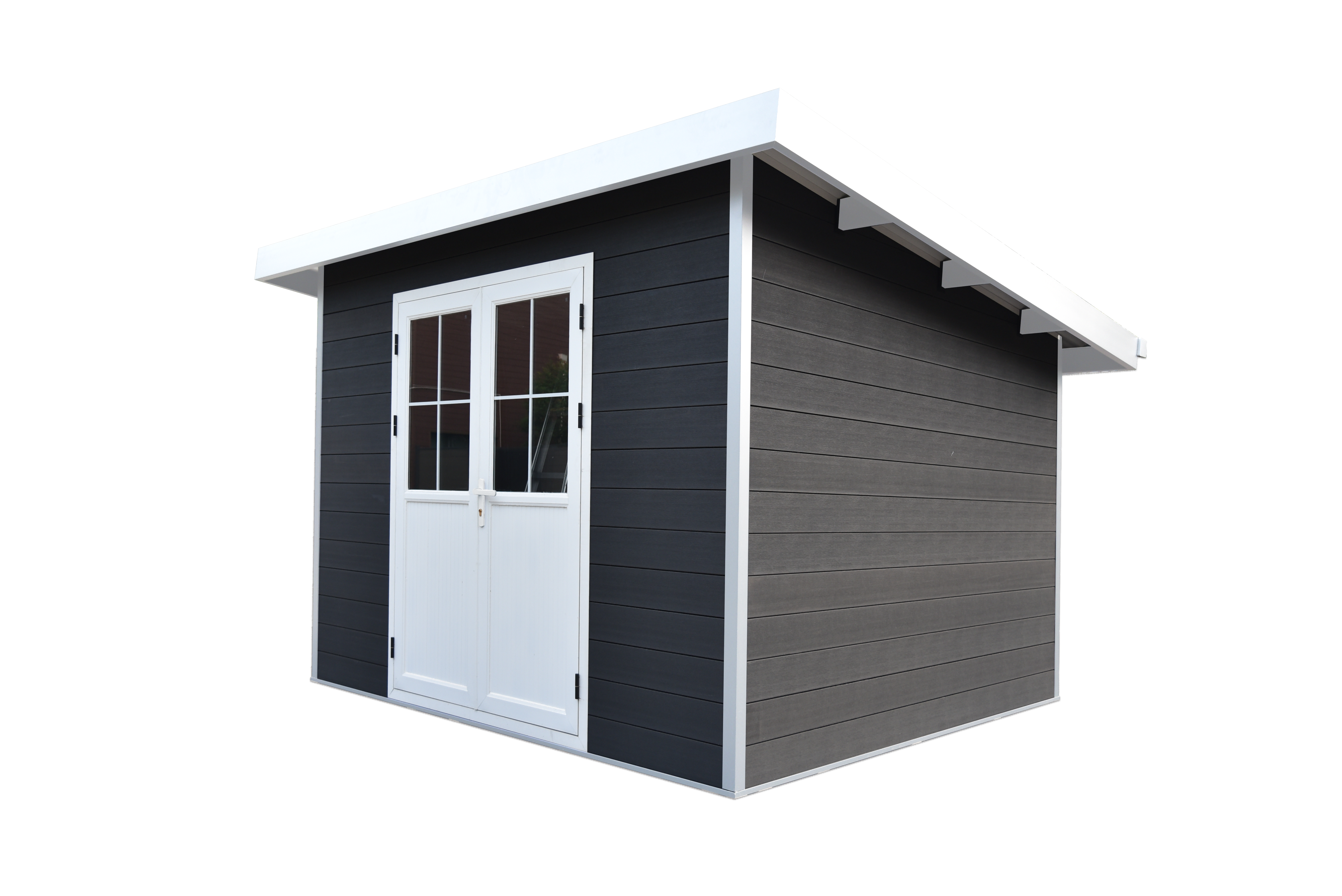 D2822 2M*2M Metal Shed Kits Cheap Outdoor Metal Storage Shed Malaysia  Outdoor Waterproof Steel WPC  Wall Window Frame Surface