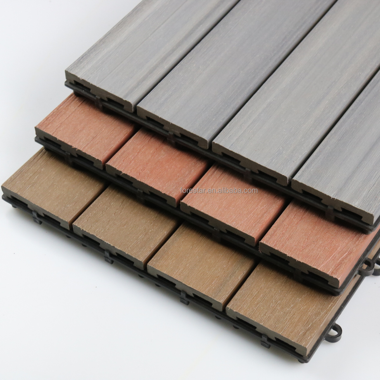 quick snap easy click composite floor tiles outdoor deck tile garden decking tiles Wood Plastic Composite Wood 3D Grain