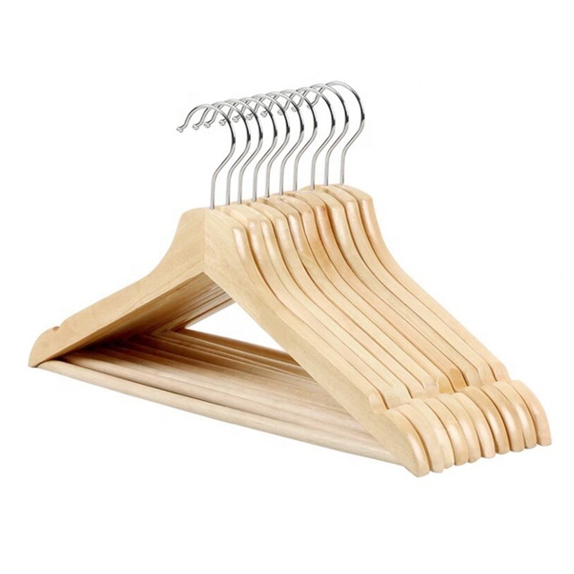 Eucalyptus Wood Garment Hanger Natural Color Customized Clothes Wooden Space Clothing Hanger