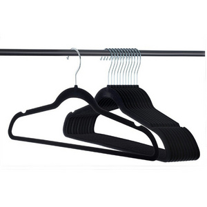 Velvet Hangers 10 Pack Black Color Thin Non Slip Space Saving Coat Hangers Chrome Hook