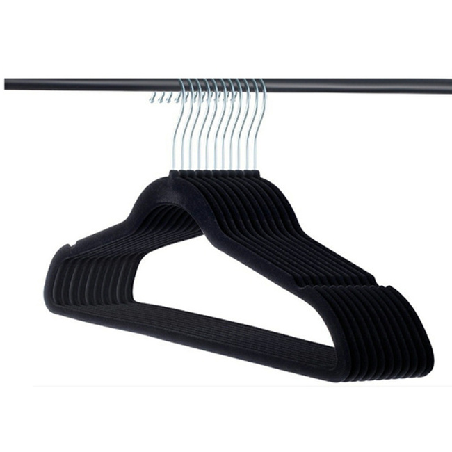 Velvet Hangers 10 Pack Black Color Thin Non Slip Space Saving Coat Hangers Chrome Hook