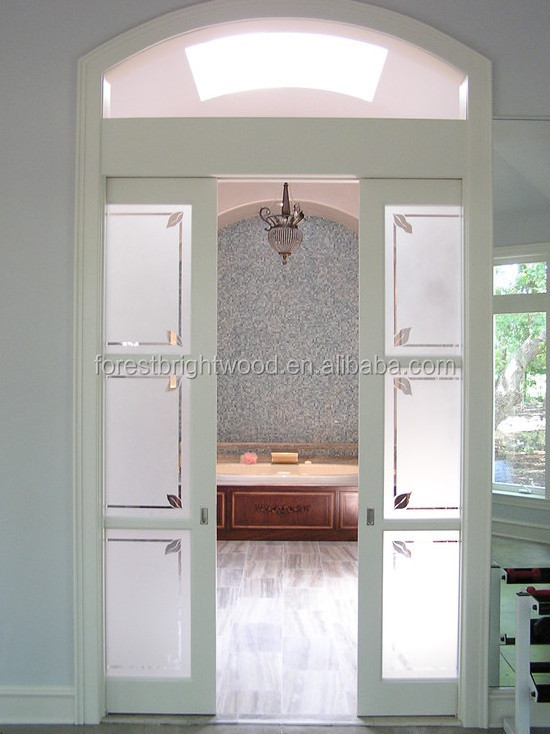 Wood Interior Sliding Frosted Glass Pocket Doors