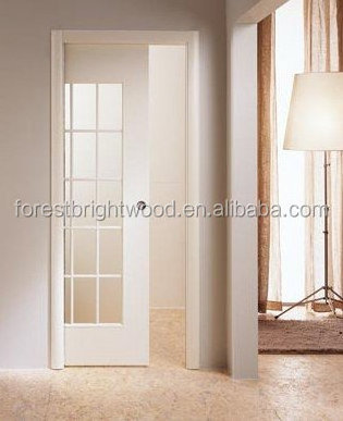 Wood Interior Sliding Frosted Glass Pocket Doors