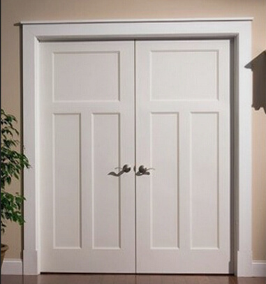 White Painted Classic Luxury Double Leaf Wooden Solid Door