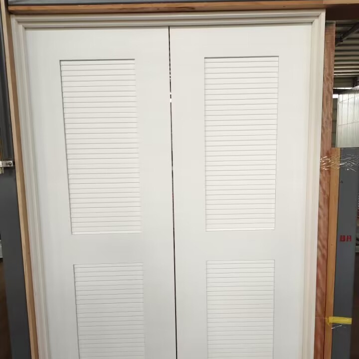 White louver closet hotel double swing louver wood door