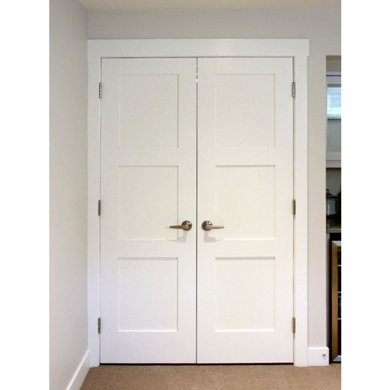 White Painted Classic Luxury Double Leaf Wooden Solid Door