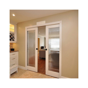 Wood Interior Sliding Frosted Glass Pocket Doors