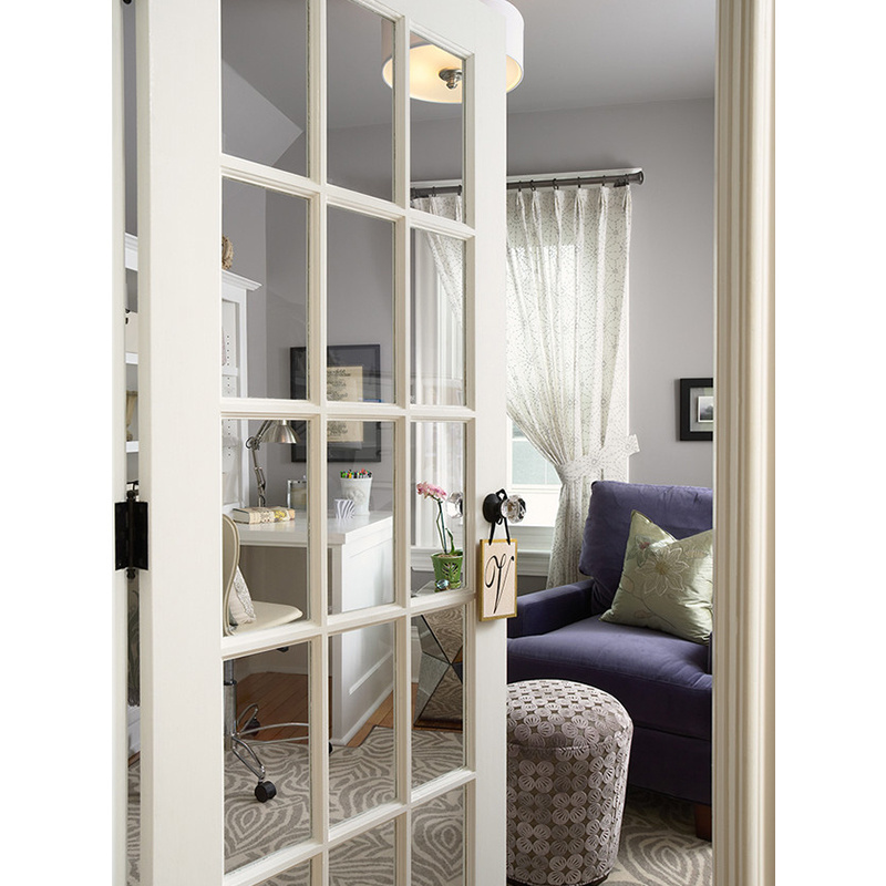 White Frosted Window Glass Bifold Door, Interior Fancy French Door