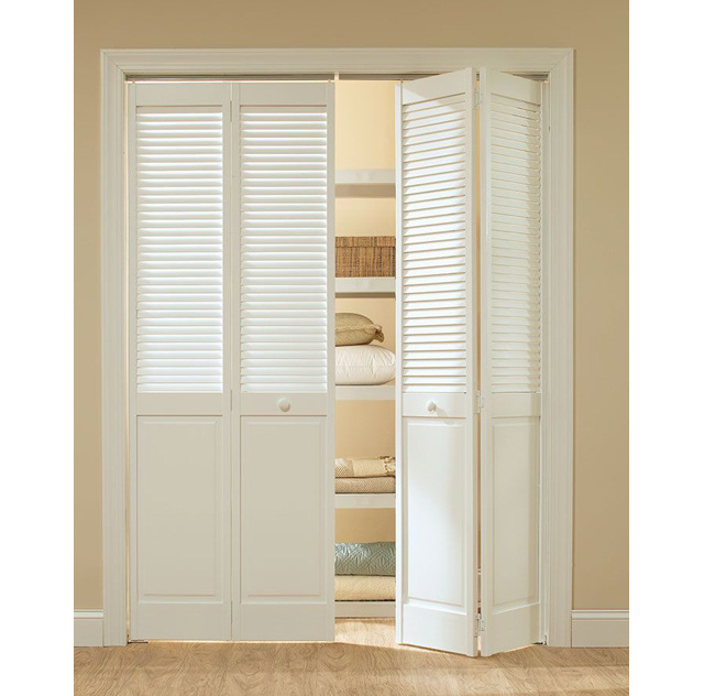 Transitional Dining Room Full White Composite Wooden Louvered Doors