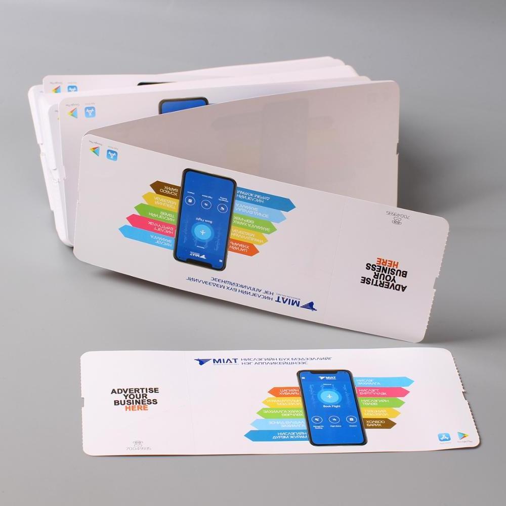 customized flight ticket airline thermal paper boarding pass